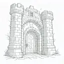 door way leading to a maze of a castle tattoo design idea