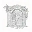 door way leading to a maze tattoo design idea