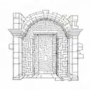 door way leading to a maze tattoo design idea