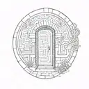 door way leading to a maze tattoo design idea