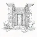 door way leading to a maze tattoo design idea