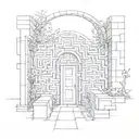 door way leading to a maze tattoo design idea