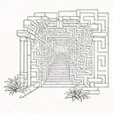 door way leading to a maze tattoo design idea
