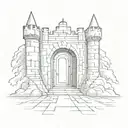 door way leading to a maze of a castle tattoo design idea