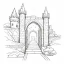 door way leading to a maze of a castle tattoo design idea