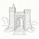 door way leading to a maze of a castle tattoo design idea