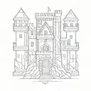 A castle made out of intertwined lines and shapes, creating a unique geometric design tattoo design idea