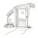 door pathway tattoo design idea