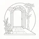 door pathway tattoo design idea