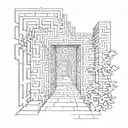 door way leading to a maze tattoo design idea