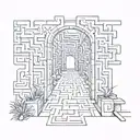 door way leading to a maze tattoo design idea