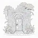 door way leading to a maze tattoo design idea