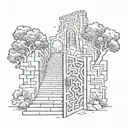 door way leading to a maze tattoo design idea
