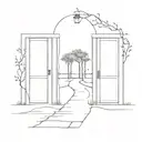 Doors leading a pathway tattoo design idea