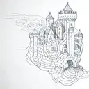 A castle made out of intertwined lines and shapes, creating a unique geometric design tattoo design idea