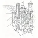 A castle made out of intertwined lines and shapes, creating a unique geometric design tattoo design idea