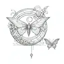 butterfly, crystal ball, two doors open tattoo design idea