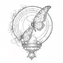 butterfly, crystal ball, two doors open tattoo design idea