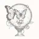 butterfly, crystal ball, two doors open tattoo design idea