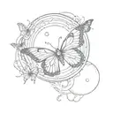 butterfly, crystal ball, two doors open tattoo design idea