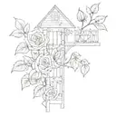 narrow path with roses growing house plants tattoo design idea