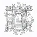 door way leading to a maze of a castle tattoo design idea