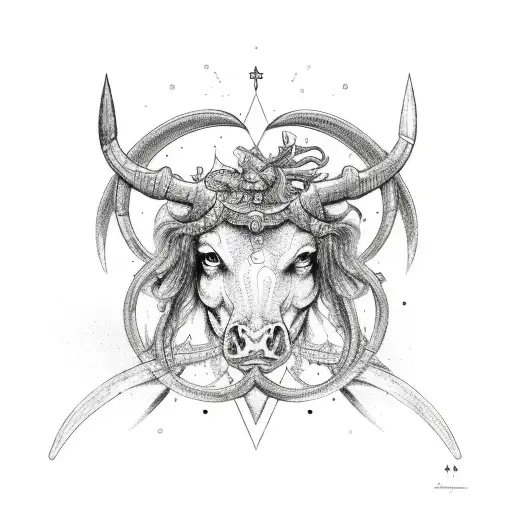 Aquarius and Taurus combined symbols tattoo design idea