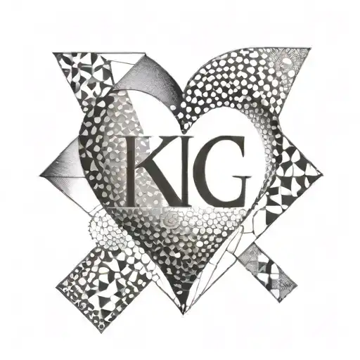 A geometric heart design incorporating both your and Kalani's initials tattoo design idea