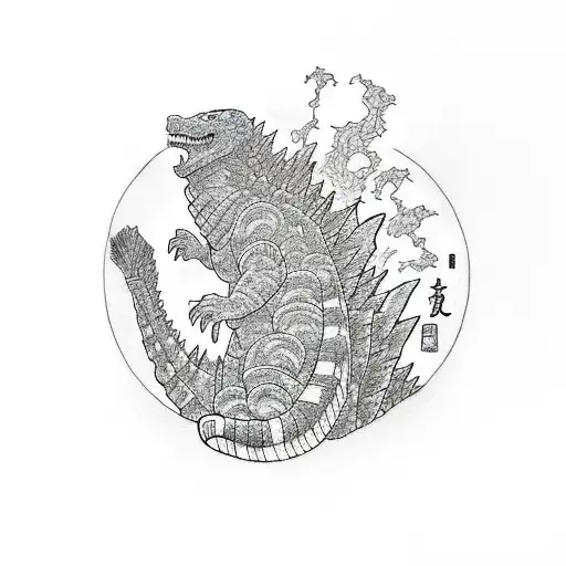 Godzilla Vector silhouette on white background Stock Vector | Adobe Stock