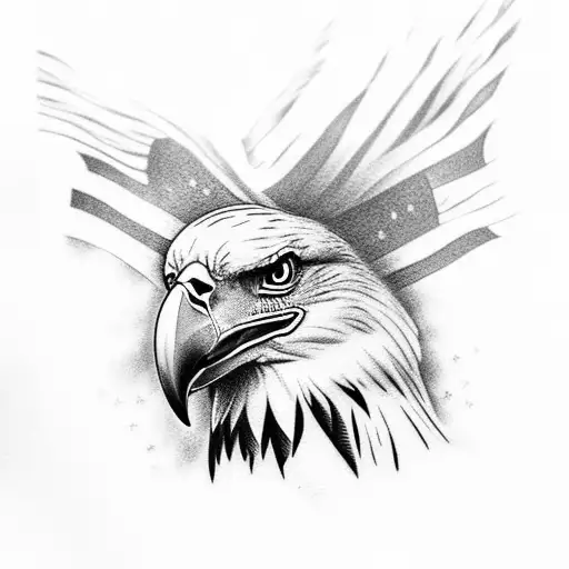 Bald Eagle with stars and stripes tattoo design idea