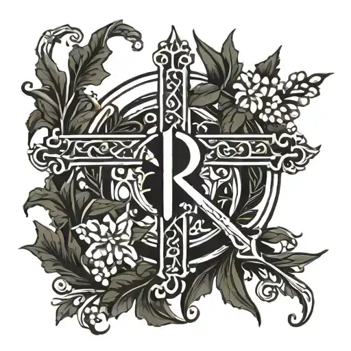 chi Rho surrounded by wreath  tattoo design idea