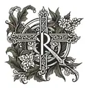 chi Rho surrounded by wreath  tattoo design idea