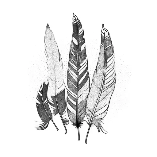 falling feathers tattoo design idea