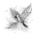 falling feathers tattoo design idea