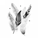 falling feathers tattoo design idea