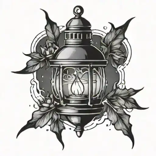Starship lantern shining light tattoo design idea