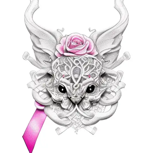 pink cancer ribbon tattoo design idea