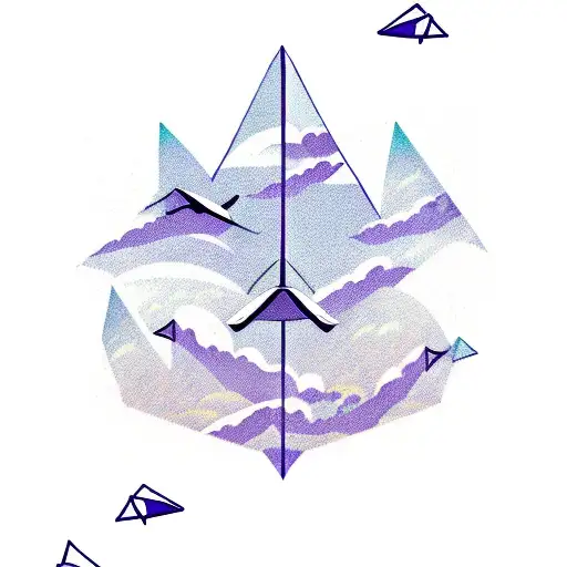 paper airplane, ocean wave,shooting stars tattoo design idea