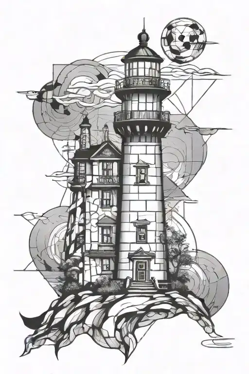 traditional light house tattoo design idea