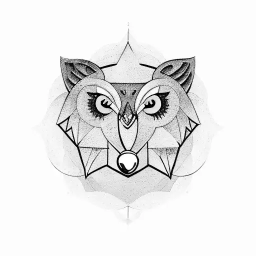 A wolf and owl intertwined in a yin-yang symbol tattoo design idea
