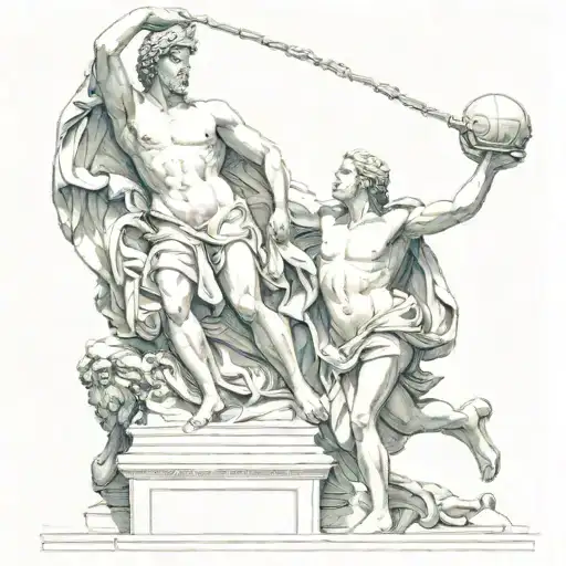 Greek Statue being torn tattoo design idea
