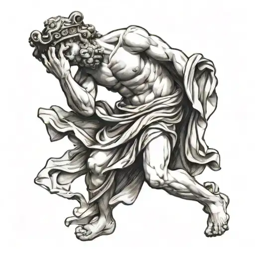 Greek Statue being torn tattoo design idea