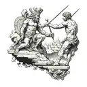 Statue of David vs Goliath tattoo design idea