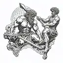 Statue of David vs Goliath tattoo design idea