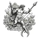 Statue of David vs Goliath tattoo design idea