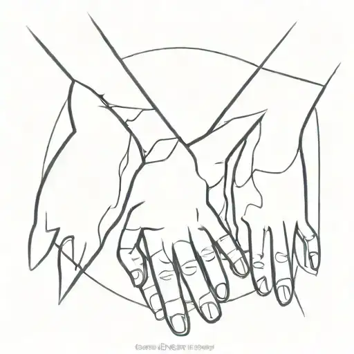 A minimalist design of a family of 3 holding hands, symbolizing unity and love tattoo design idea