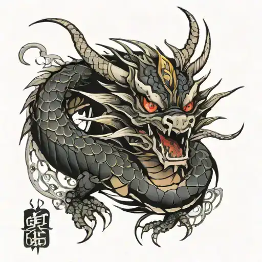 japonese death dragon tattoo design idea