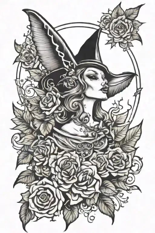 neo traditional, throat tattoo, witchy tattoo tattoo design idea