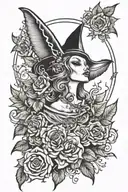 neo traditional, throat tattoo, witchy tattoo tattoo design idea