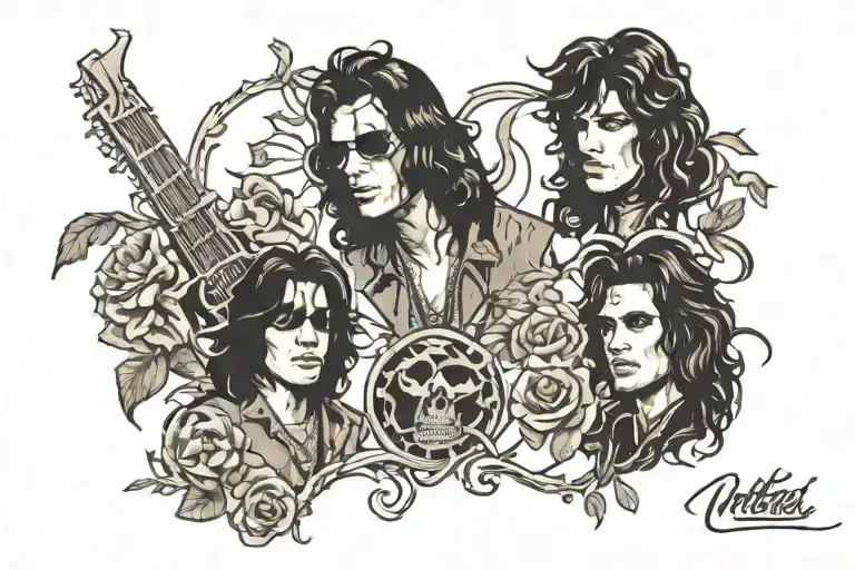 Combine motifs from Motley Crue, Jim Morrison and Elvis Presley in a tattoo design tattoo design idea